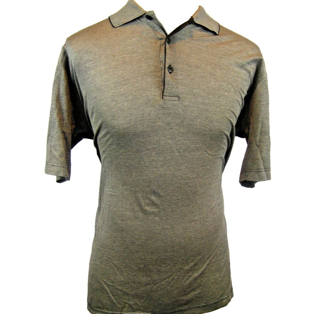 Mens St.Croix 100% Baumwolle Cotton SS Pinpoint Gray Golf Polo Casual Shirt sz M